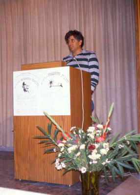 Dr. Mubarak Awad, Palestinian Centre for the Study of Nonviolence, delivering a speech. Photograph: Peter Rühe