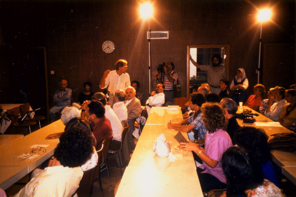 During the inauguration of the Gandhi exhibition at Tantur, 13 October 1987.