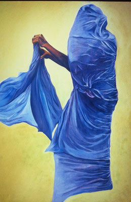 Blue Drape (oil on canvas)  7' x 3'  