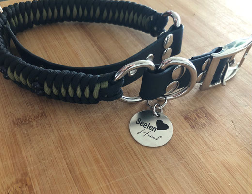 Paracord Hundehalsband / Verschluss aus Biothane oder Leder