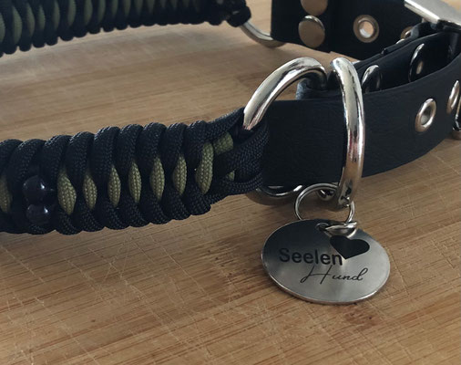 Paracord Hundehalsband / Verschluss aus Biothane oder Leder