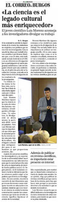 Reseña en prensa sobre la conferencia invitada impartida en la Universidad de Burgos en 2014.