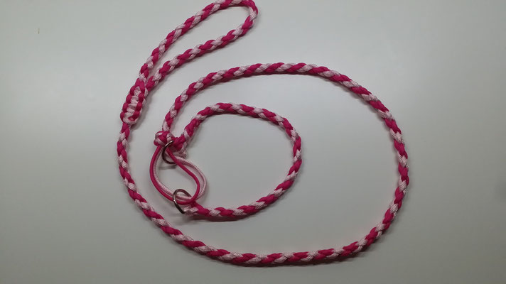 1,10m Agilityleine mit integrierter Halsung in rosa/neon himbeer