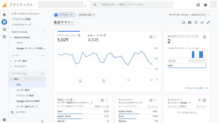 Google Analytics 画面