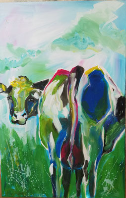 "Kuh", Acryl auf Leinwand, 115cm x 75cm, 2020.