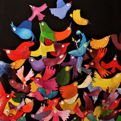 "Oiseaux" - 40X40 cm