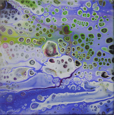 Ohne Titel Nr. 036, 30x30 cm, Acryl Fließtechnik auf Leinwand