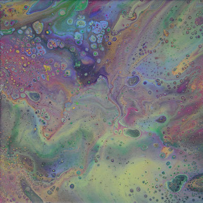 Ohne Titel Nr. 014, 30x30 cm, Acryl Fließtechnik auf Leinwand