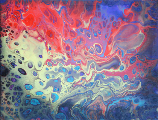 Ohne Titel Nr. 038.1, 40x30 cm, Acryl Fließtechnik auf Leinwand