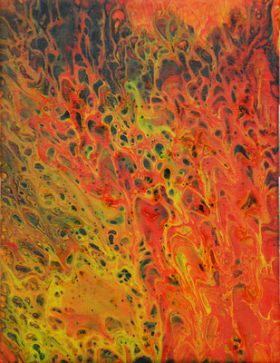 Ohne Titel Nr. 028, 18x24 cm, Acryl Fließtechnik auf Leinwand