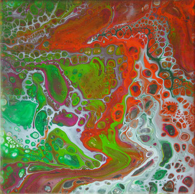 Ohne Titel Nr. 037.1, 30x30 cm, Acryl Fließtechnik auf Leinwand