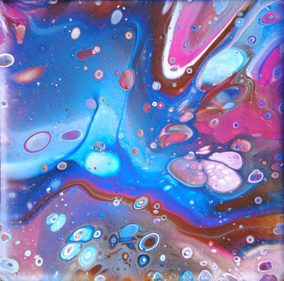 Ohne Titel Nr. 022, 20x20 cm, Acryl Fließtechnik auf Leinwand