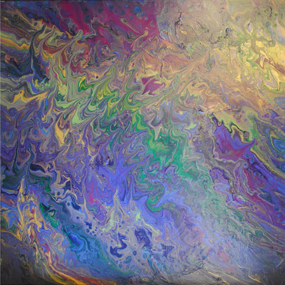 Ohne Titel Nr. 047.1, 80x80 cm, Acryl Fließtechnik auf Leinwand