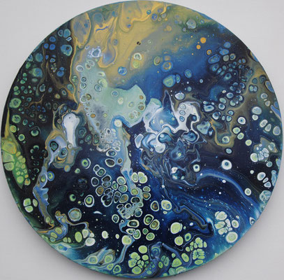 Ohne Titel Nr. 033.1, 50x50 cm, Acryl Fließtechnik auf Leinwand