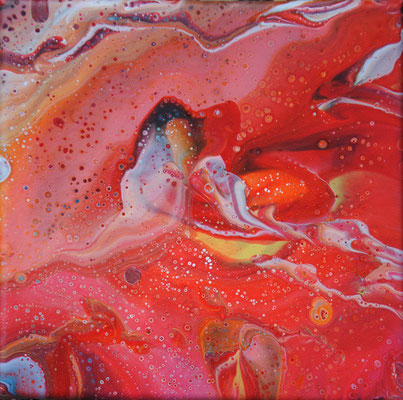 Ohne Titel Nr. 018.1, 20x20 cm, Acryl Fließtechnik auf Leinwand