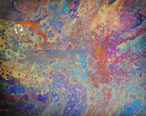 Ohne Titel Nr. 049.1, 70x50 cm, Acryl Fließtechnik auf Leinwand
