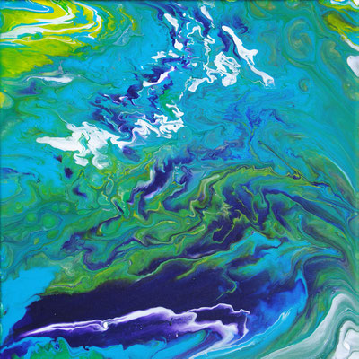 Ohne Titel Nr. 003.1, 40x40 cm, Acryl Fließtechnik auf Leinwand