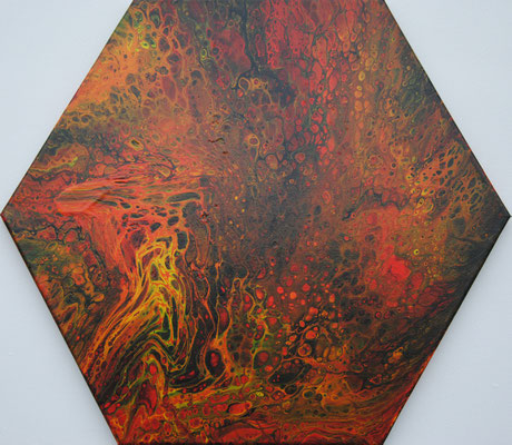Ohne Titel Nr. 027.1, 43x50 cm, Acryl Fließtechnik auf Leinwand