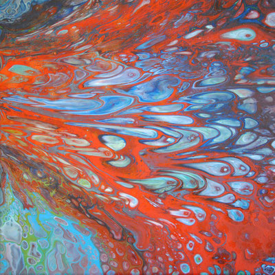 Ohne Titel Nr. 048, 40x40 cm, Acryl Fließtechnik auf Leinwand