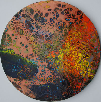 Ohne Titel Nr. 034.1, 50x50 cm, Acryl Fließtechnik auf Leinwand