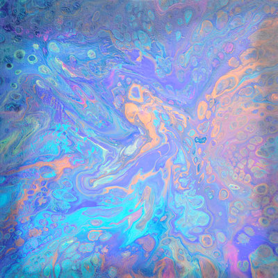 Ohne Titel Nr. 039.1, 40x40 cm, Acryl Fließtechnik auf Leinwand