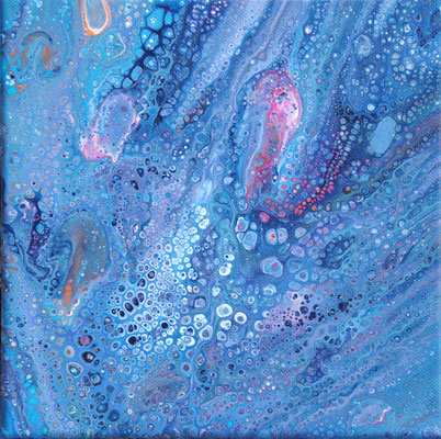 Ohne Titel Nr. 010.1, 20x20 cm, Acryl Fließtechnik auf Leinwand