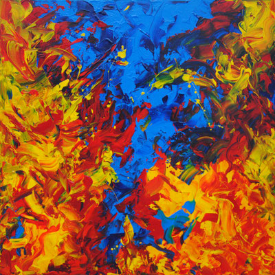 Ohne Titel Nr. 228, 90x90 cm, Acryl mit Spachteltechnik auf Leinwand