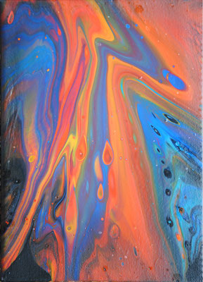 Ohne Titel Nr. 026.1, 18x24 cm, Acryl Fließtechnik auf Leinwand