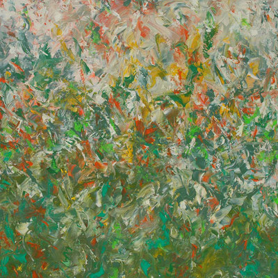 Ohne Titel Nr. 220.1, 100x100 cm, Acryl mit Spachteltechnik auf Leinwand