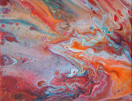 Ohne Titel Nr. 018, 30x40 cm, Acryl Fließtechnik auf Leinwand