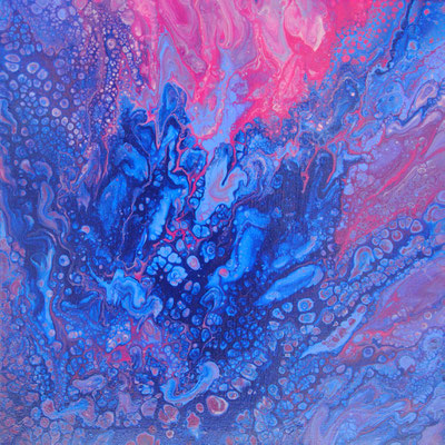 Ohne Titel Nr. 050.1, 50x50 cm, Acryl Fließtechnik auf Leinwand