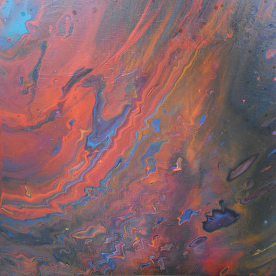Ohne Titel Nr. 026, 60x60 cm, Acryl Fließtechnik auf Leinwand