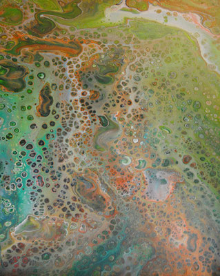 Ohne Titel Nr. 046, 50x70 cm, Acryl Fließtechnik auf Leinwand