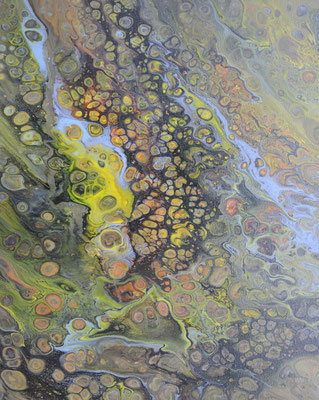 Ohne Titel Nr. 042, 50x70 cm, Acryl Fließtechnik auf Leinwand