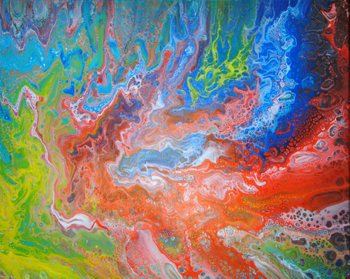 Ohne Titel Nr. 048.1, 70x50 cm, Acryl Fließtechnik auf Leinwand