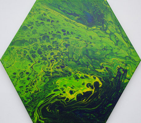 Ohne Titel Nr. 029, 43x50 cm, Acryl Fließtechnik auf Leinwand