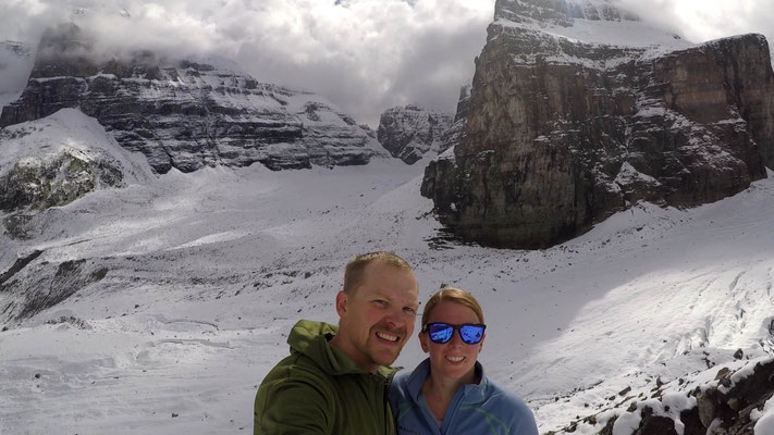 Das Wetter war wieder einmal mittelmässig. Dennoch hat sich die doch anstrengende Wanderung "Plain of Six Glaciers" gelohnt.