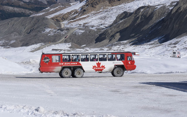 Athabasca Gletscher. Mit einem Snowcoach konnte man auf den Gletscher.