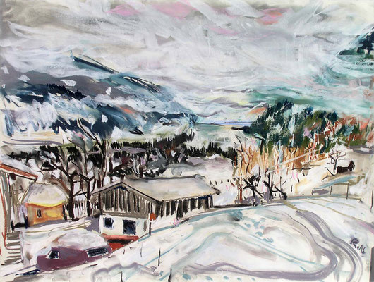 "Spuren im Schnee", Pastell - Kreide / Papier, 60/80 cm, 2012