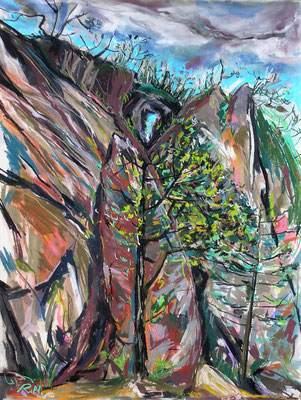 Stoissengraben - Teufelsloch, Pastell-Kreide/Papier, 80/60 cm, 2013