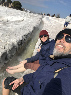 Pamukkale, Thermalwasser bei 5°C Aussentemperatur / thermal water at 40°F outside temperature