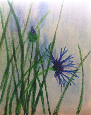 "Kornblume in Uder", Malplatte 60 x 50,  in Privatbesitz