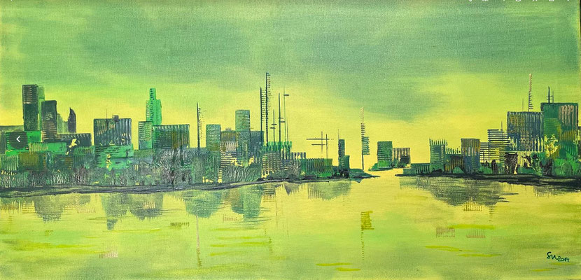 "Skyline grün", Keilrahmen 40 x 80, 360 €