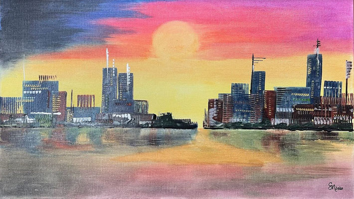 "Skyline bunt", Keilrahmen 40 x 50, 160 €