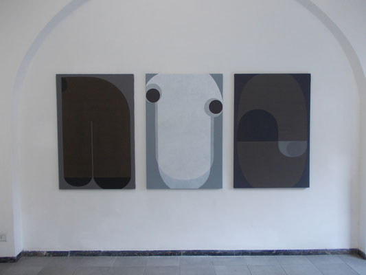 "Geometrie emotive" opere in mostra (acrilici su tela cm120x80 ciascuna) presso Hyunnart Studio, Roma 2019