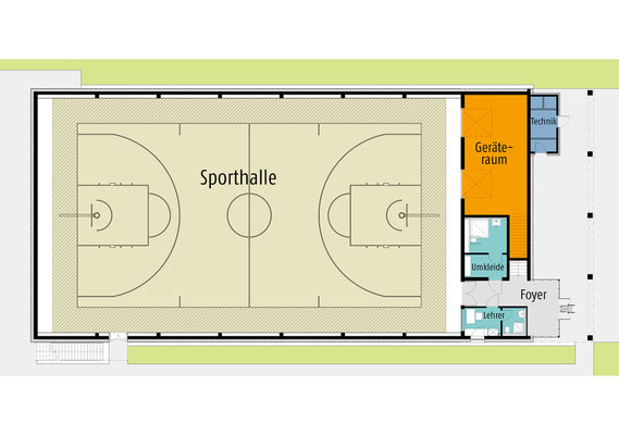Neubau Einfeld-Sporthalle Neunkirchen-Seelscheid, Grundriss Erdgeschoss