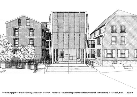 Neubau des Verbindungsbaus zwischen Engelshaus und Museum für Frühindustrialisierung in Wuppertal - Skizze 02