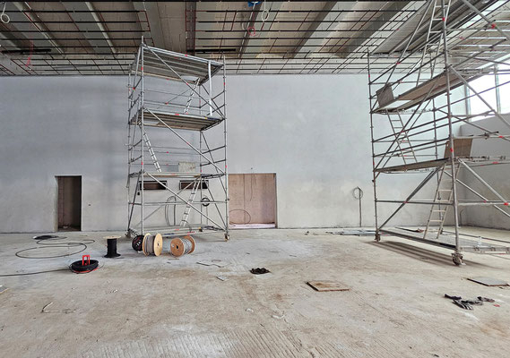 Gemeinschaftsgrundschule Bensberg, Blick in den geschlossenen Rohbau im Bereich Turnhalle
