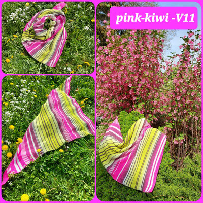 "Pink Kiwi Variante 11": Tuch gestrickt und fotografiert von Heike Haustein.