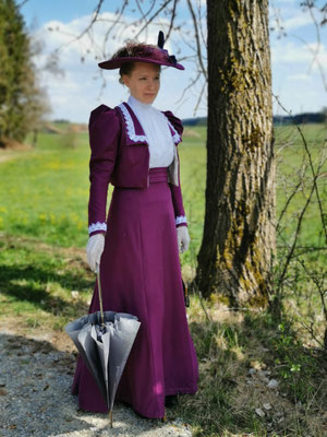 Gründerzeit Walkingdress mit passendem Hut